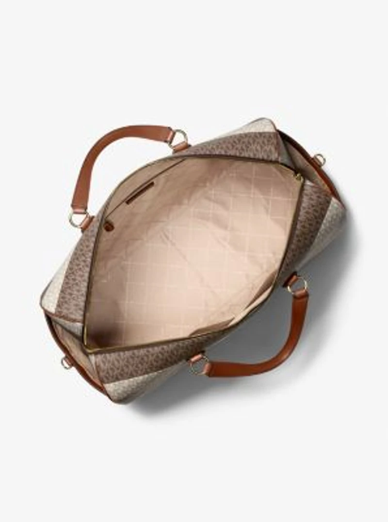 Grayson Extra-Large Striped Signature Logo Weekender Bag