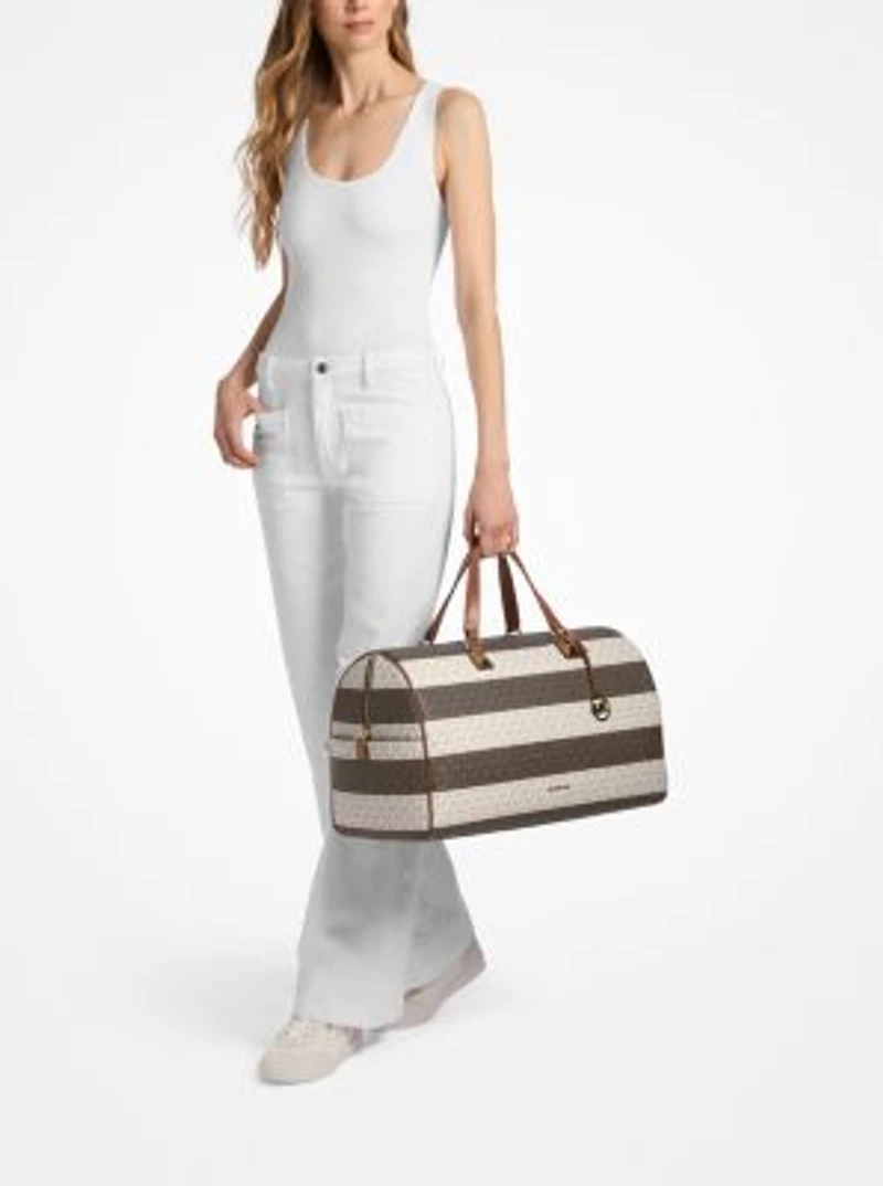Grayson Extra-Large Striped Signature Logo Weekender Bag