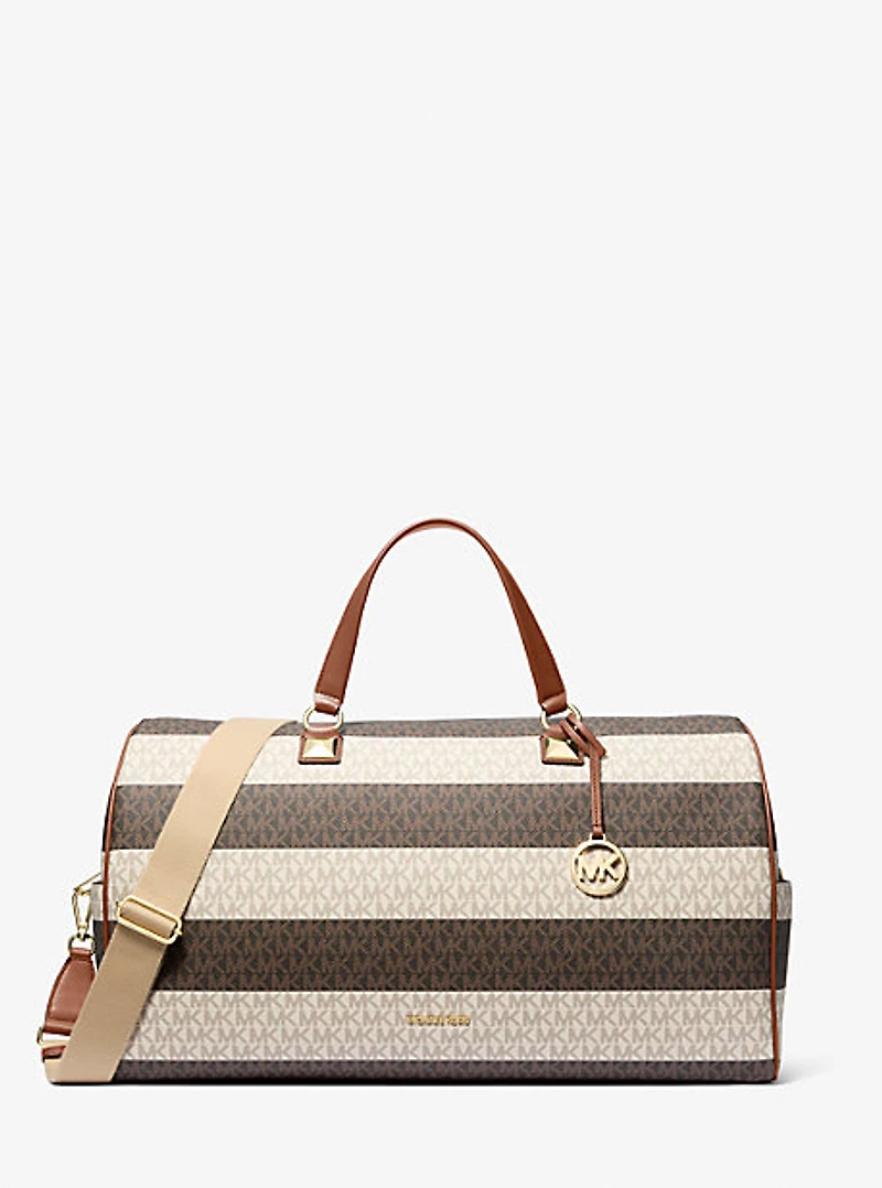 Grayson Extra-Large Striped Signature Logo Weekender Bag