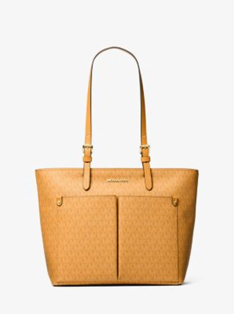 Jet Set Medium Signature Logo Pocket Tote Bag