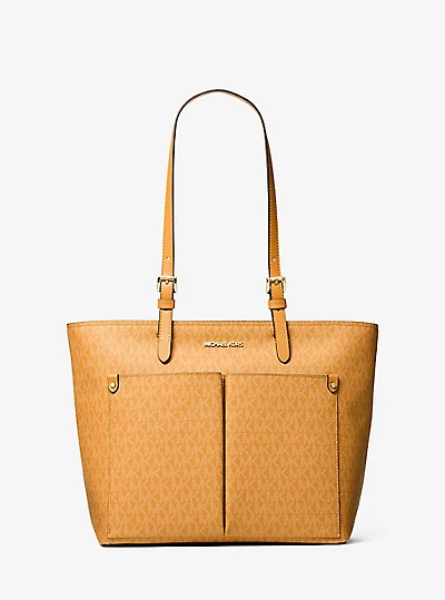 Jet Set Medium Signature Logo Pocket Tote Bag