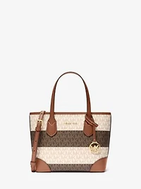 Eva Extra-Small Striped Signature Logo Convertible Tote Bag
