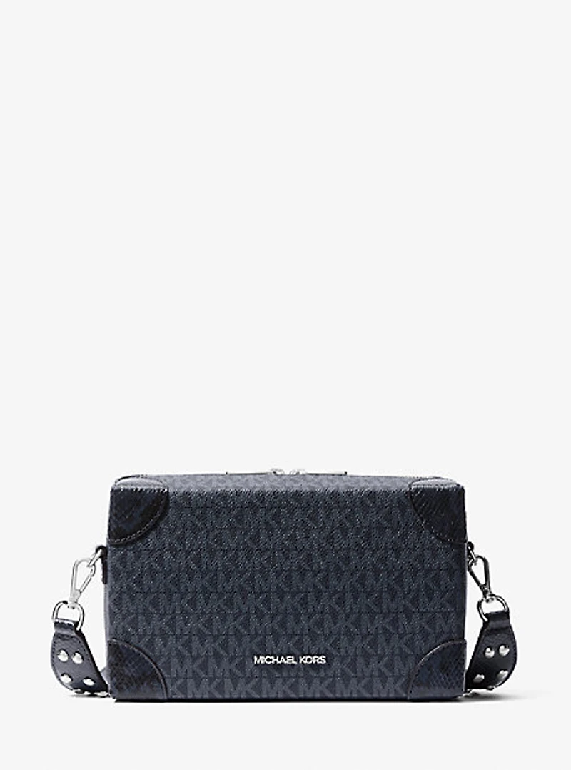Jeanie Small Signature Logo and Snake Embossed Crossbody Bag