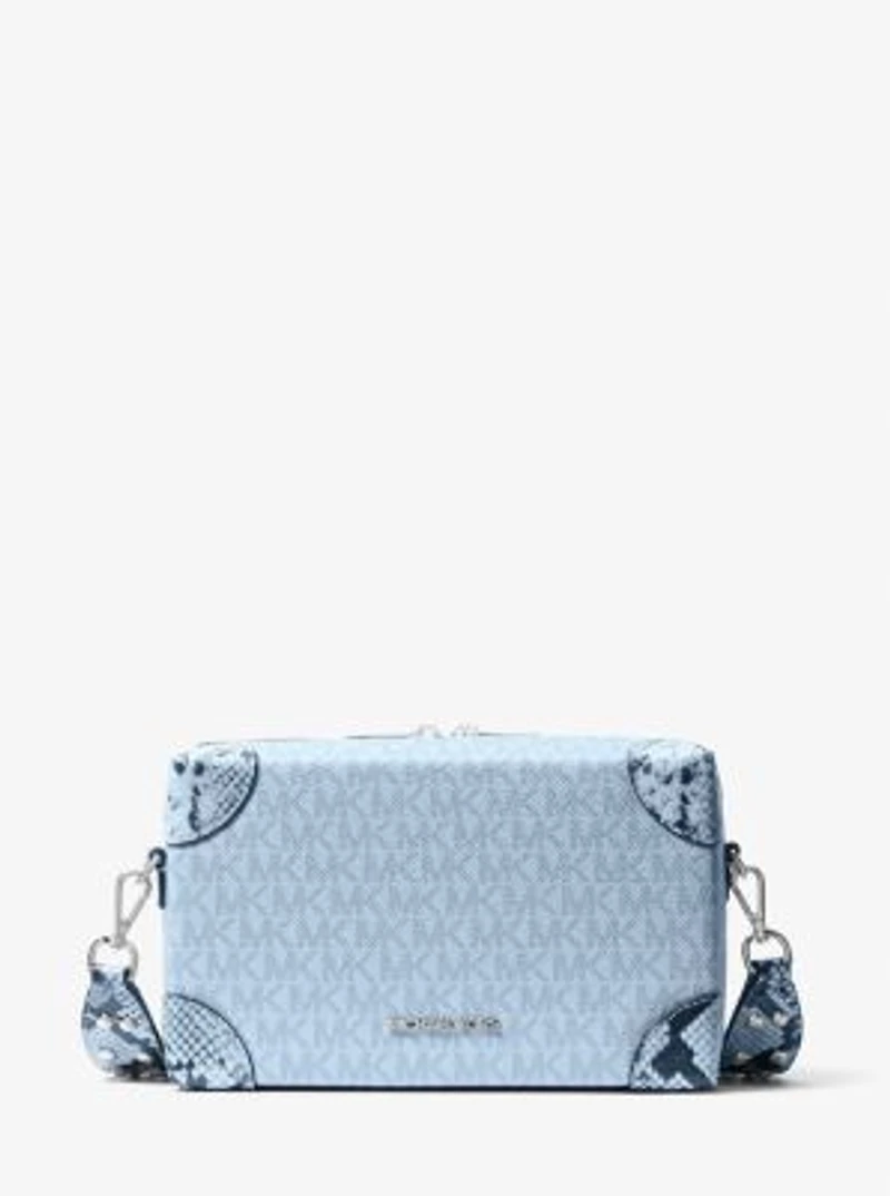 Jeanie Small Signature Logo and Snake Embossed Crossbody Bag