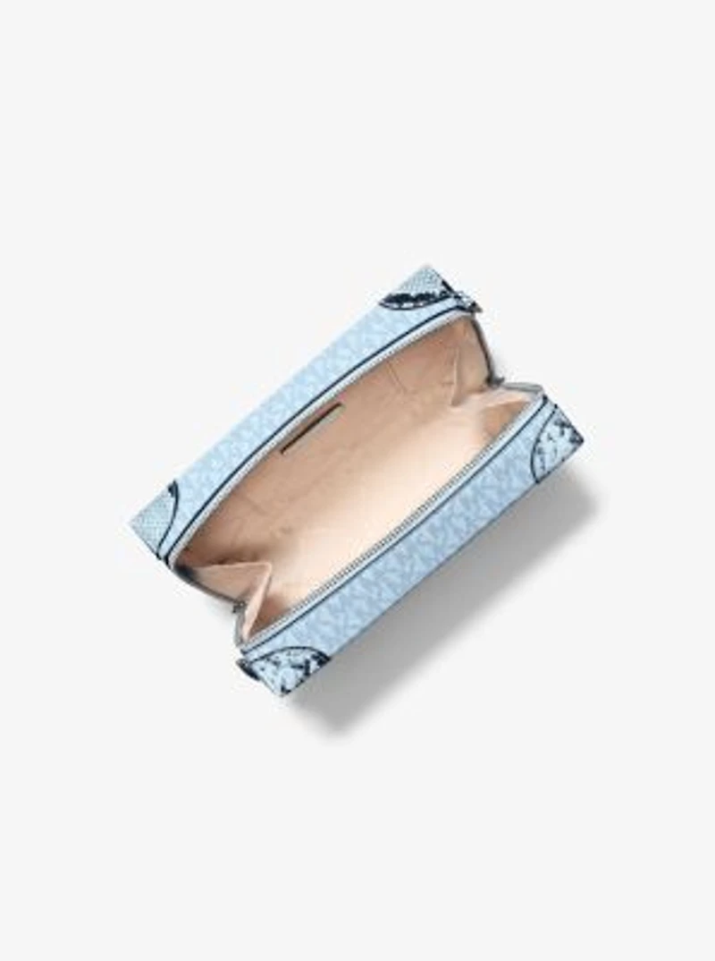 Jeanie Small Signature Logo and Snake Embossed Crossbody Bag