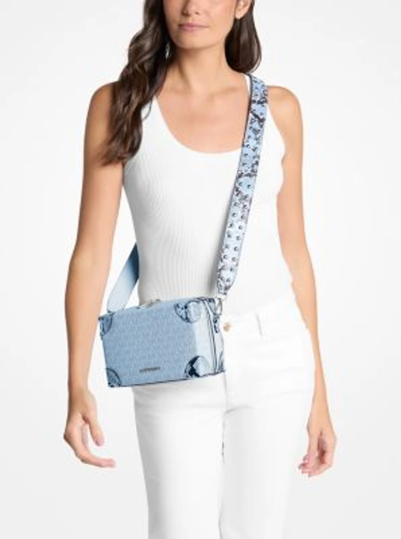 Jeanie Small Signature Logo and Snake Embossed Crossbody Bag