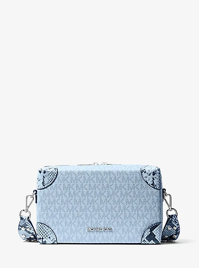 Jeanie Small Signature Logo and Snake Embossed Crossbody Bag