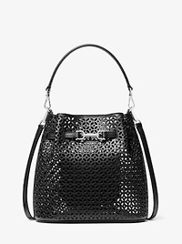 Carson Small Floral Laser Cut Bucket Crossbody Bag