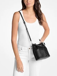 Carson Small Floral Laser Cut Bucket Crossbody Bag