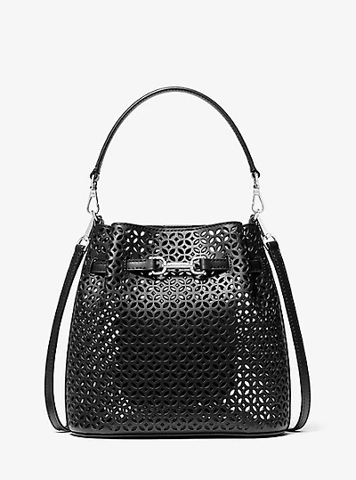 Carson Small Floral Laser Cut Bucket Crossbody Bag