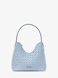 Nayla Small Woven Signature Logo Hobo Shoulder Bag