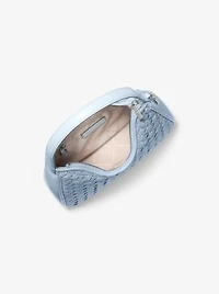 Nayla Small Woven Signature Logo Hobo Shoulder Bag