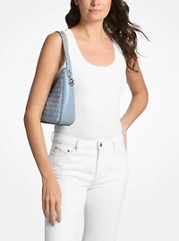 Nayla Small Woven Signature Logo Hobo Shoulder Bag