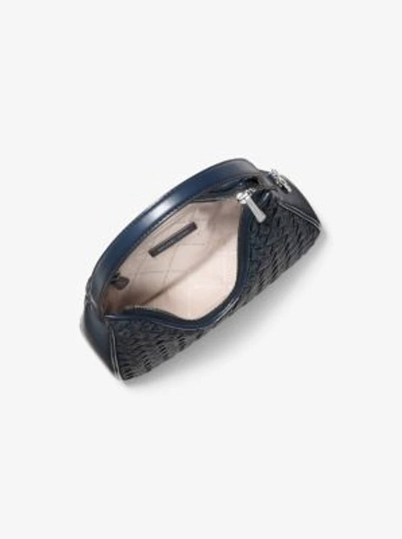 Nayla Small Woven Signature Logo Hobo Shoulder Bag