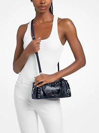 Cecily Small Studded Snake Embossed Shoulder Bag