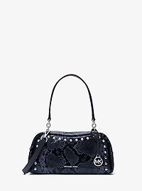 Cecily Small Studded Snake Embossed Shoulder Bag