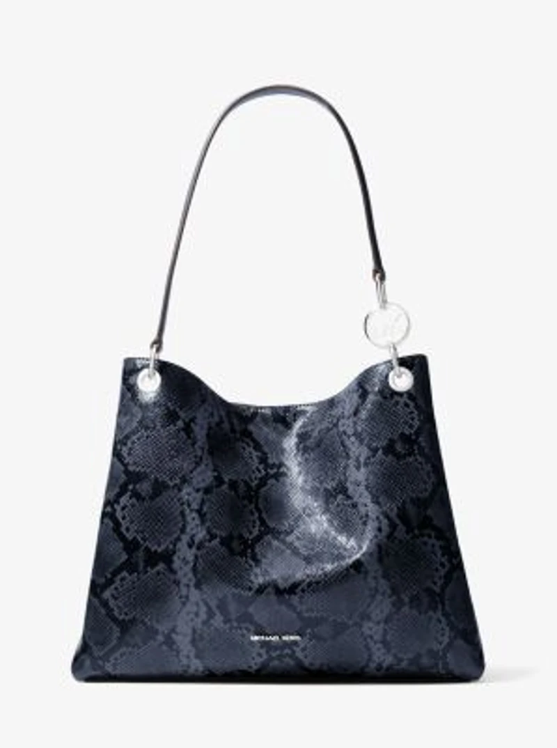 Christina Large Snake Embossed Shoulder Bag