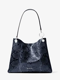 Christina Large Snake Embossed Shoulder Bag