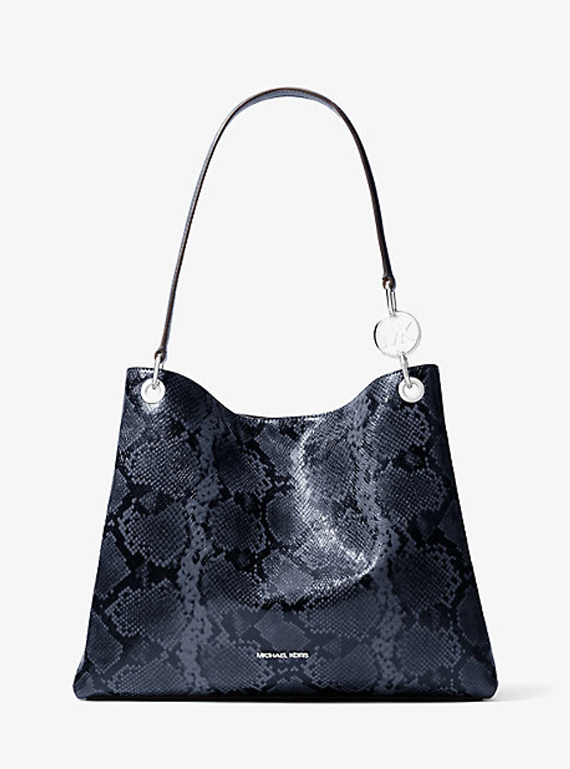 Christina Large Snake Embossed Shoulder Bag