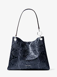 Christina Large Snake Embossed Shoulder Bag