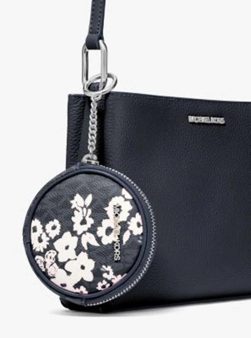 Trisha Pebbled Leather Crossbody Bag With Printed Signature Logo Pouch