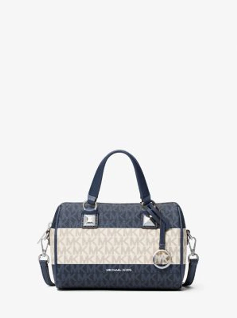 Grayson Small Striped Signature Logo Duffel Crossbody Bag