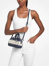 Grayson Small Striped Signature Logo Duffel Crossbody Bag