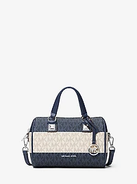 Grayson Small Striped Signature Logo Duffel Crossbody Bag