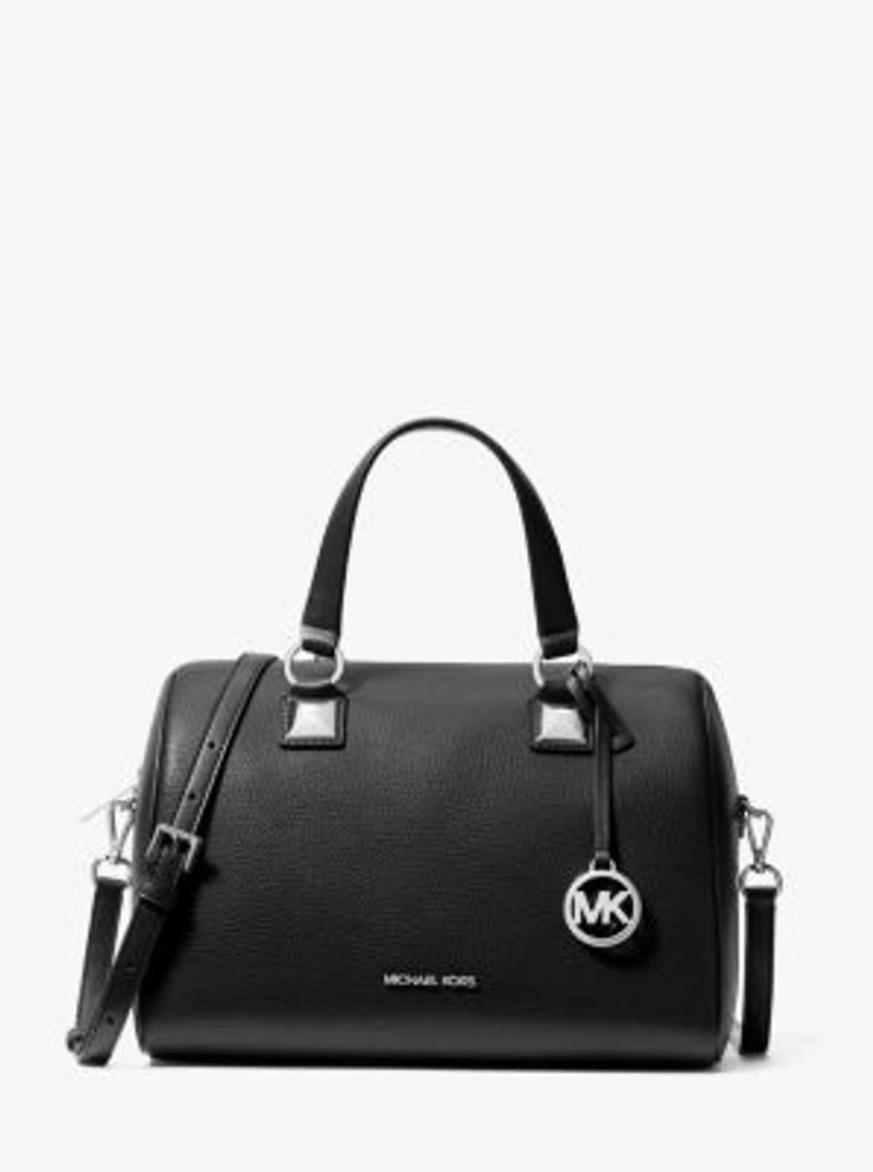 Grayson Medium Pebbled Leather Duffel Crossbody Bag