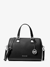 Grayson Medium Pebbled Leather Duffel Crossbody Bag