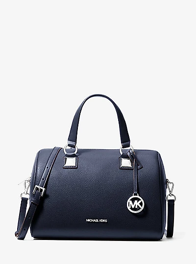 Grayson Medium Pebbled Leather Duffel Crossbody Bag