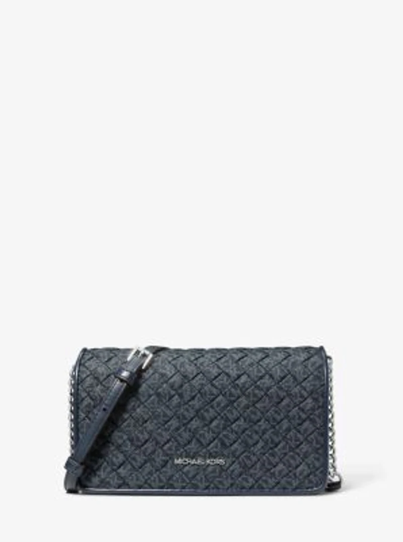 Jet Set Travel Woven Signature Logo Crossbody Bag