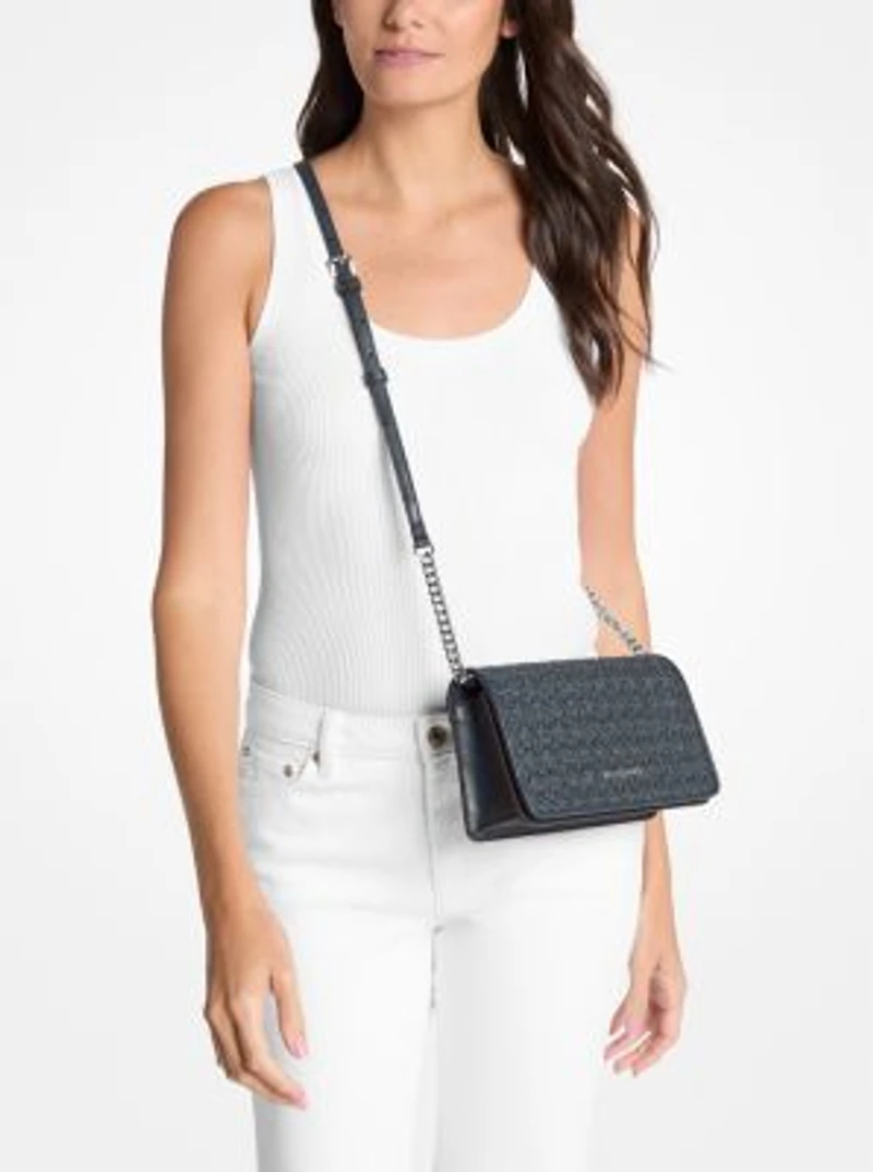 Jet Set Travel Woven Signature Logo Crossbody Bag