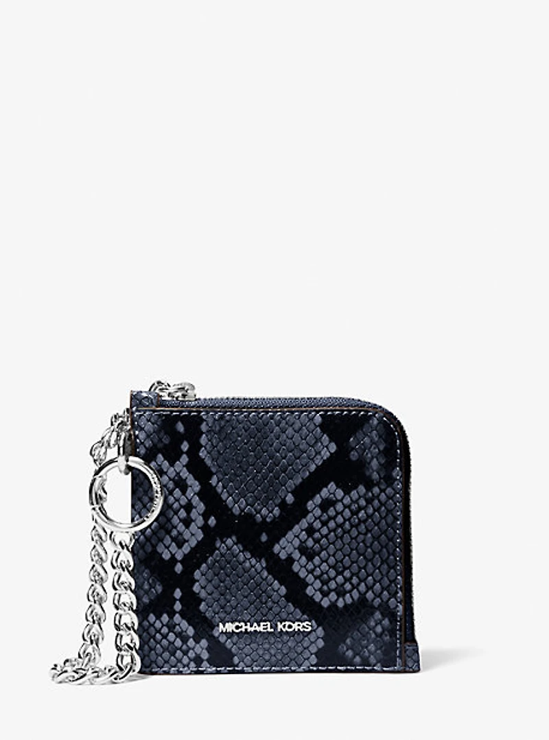 Jet Set Travel Medium Snake Embossed Chain Wallet
