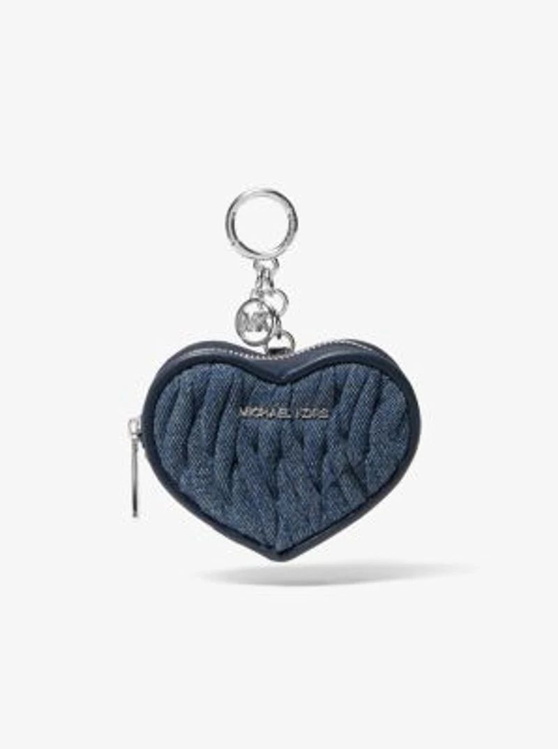 Jet Set Travel Matelassé Denim Heart Coin Pouch