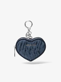 Jet Set Travel Matelassé Denim Heart Coin Pouch