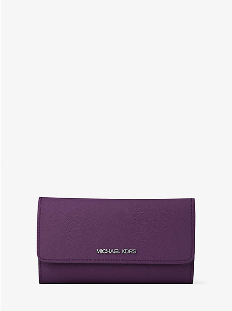 Jet Set Large Saffiano Leather Tri-Fold Wallet