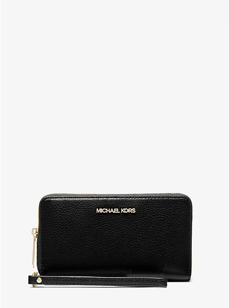 Large Pebbled Leather Smartphone Wristlet