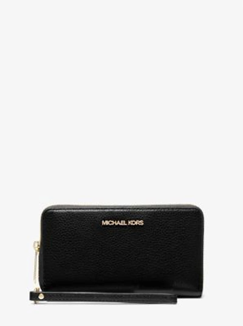Large Pebbled Leather Smartphone Wristlet