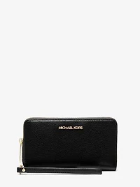 Large Pebbled Leather Smartphone Wristlet