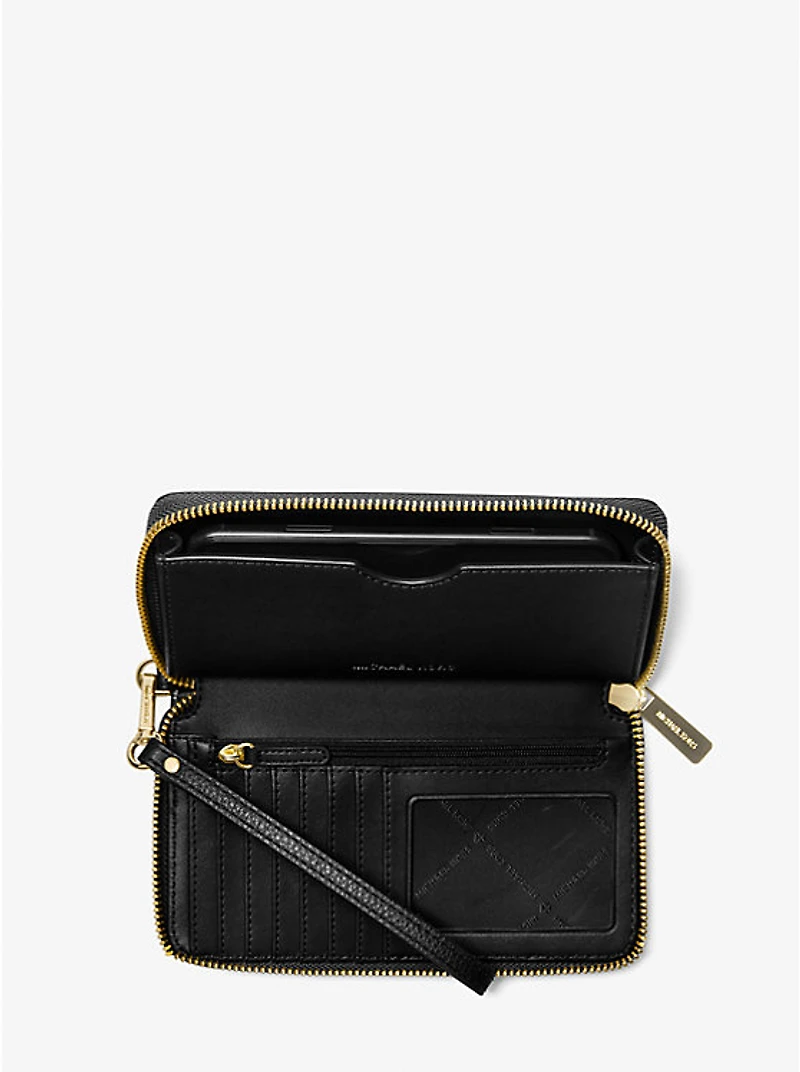 Large Pebbled Leather Smartphone Wristlet
