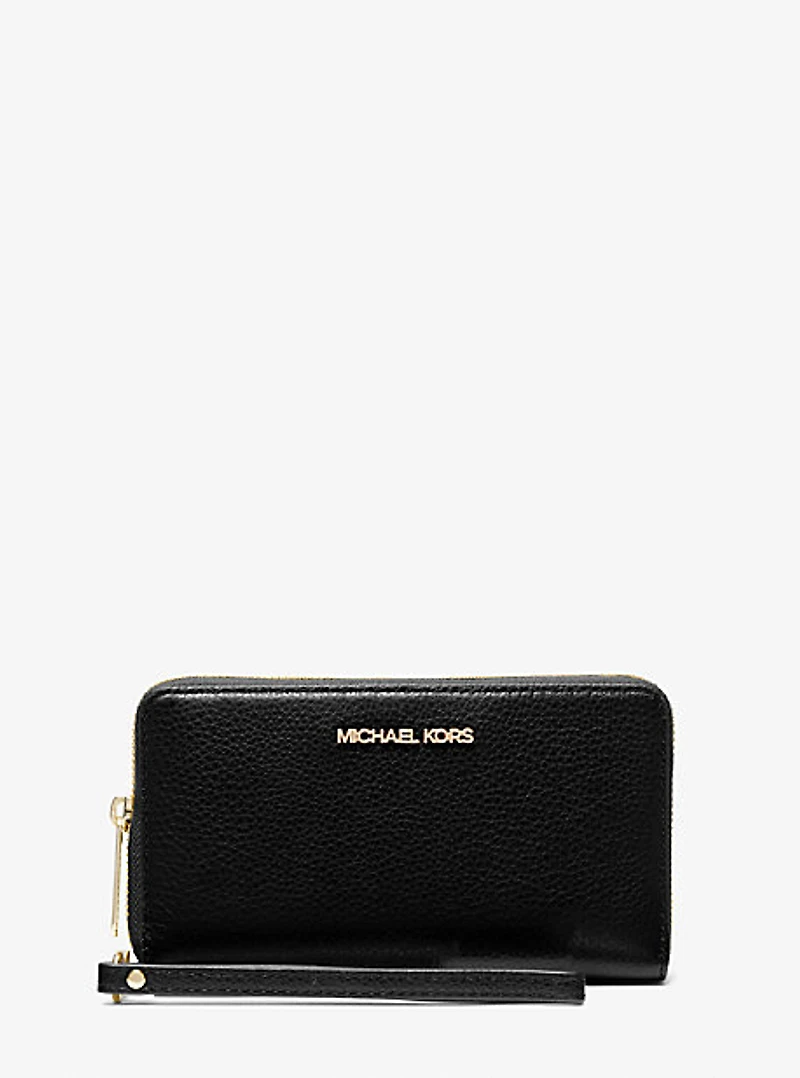 Large Pebbled Leather Smartphone Wristlet