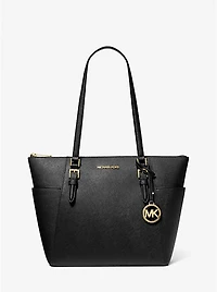 Charlotte Large Saffiano Leather Top-Zip Tote Bag