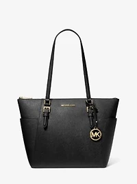 Charlotte Large Saffiano Leather Top-Zip Tote Bag