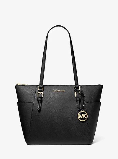 Charlotte Large Saffiano Leather Top-Zip Tote Bag