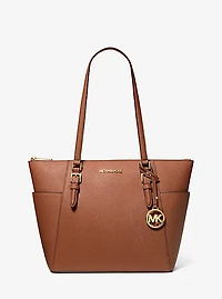 Charlotte Large Saffiano Leather Top-Zip Tote Bag