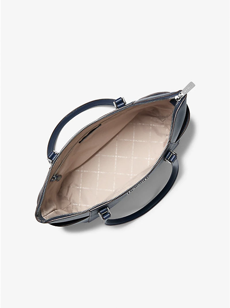 Charlotte Large Logo and Leather Top-Zip Tote Bag