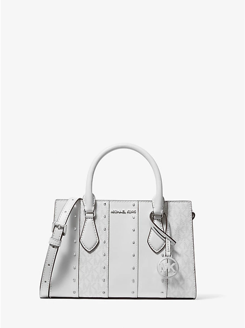Sheila Small Studded Patchwork and Signature Logo Satchel