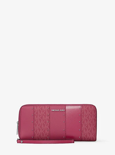 Jet Set Large Studded Patchwork and Signature Logo Continental Wallet