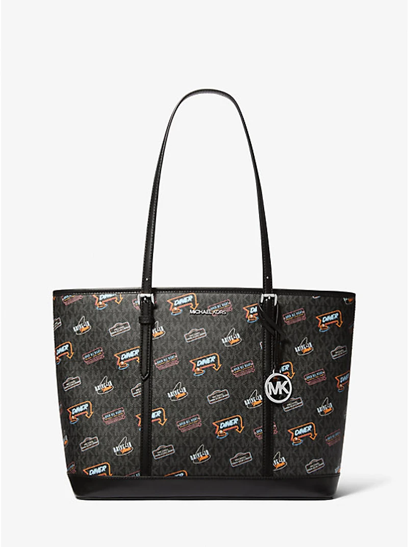 Jet Set Large Printed Signature Logo Tote Bag